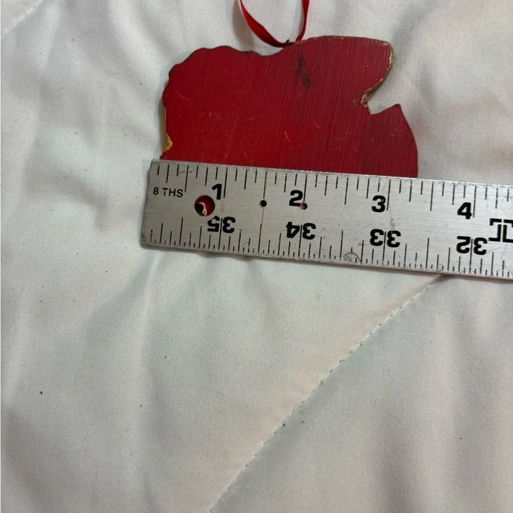 Beautiful 3 & 1/2” Red Angel Wooden Christmas Ornament